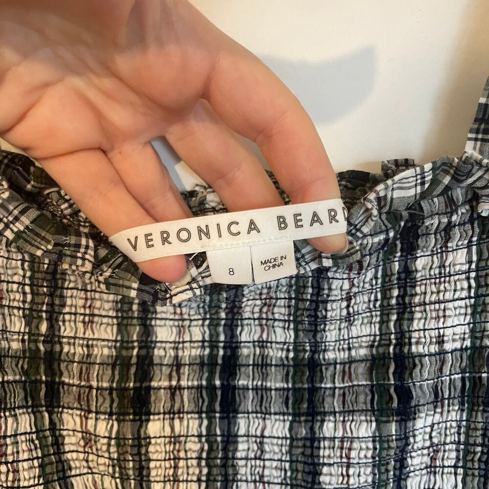 Veronica Beard Plaid Ziaga Midi Dress Sleeveless Tiered Ruched sz 8 - Picture 7 of 14